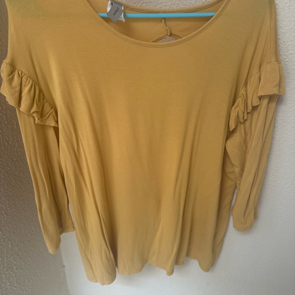 Yellow Ruffled Sleeve Women's Top
